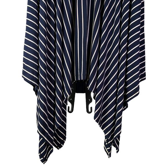 CAbi #5183 Skirt Womens S Navy Blue White Asymmetrical Stripe 4" Waistband Twirl - Picture 2 of 7